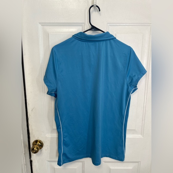 ALO Yoga CoolFit Blue Top with White Trim - Picture 3 of 3